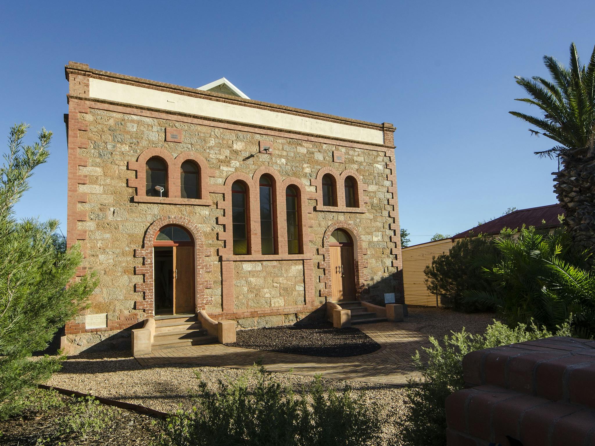 Original 1911 stone facade.